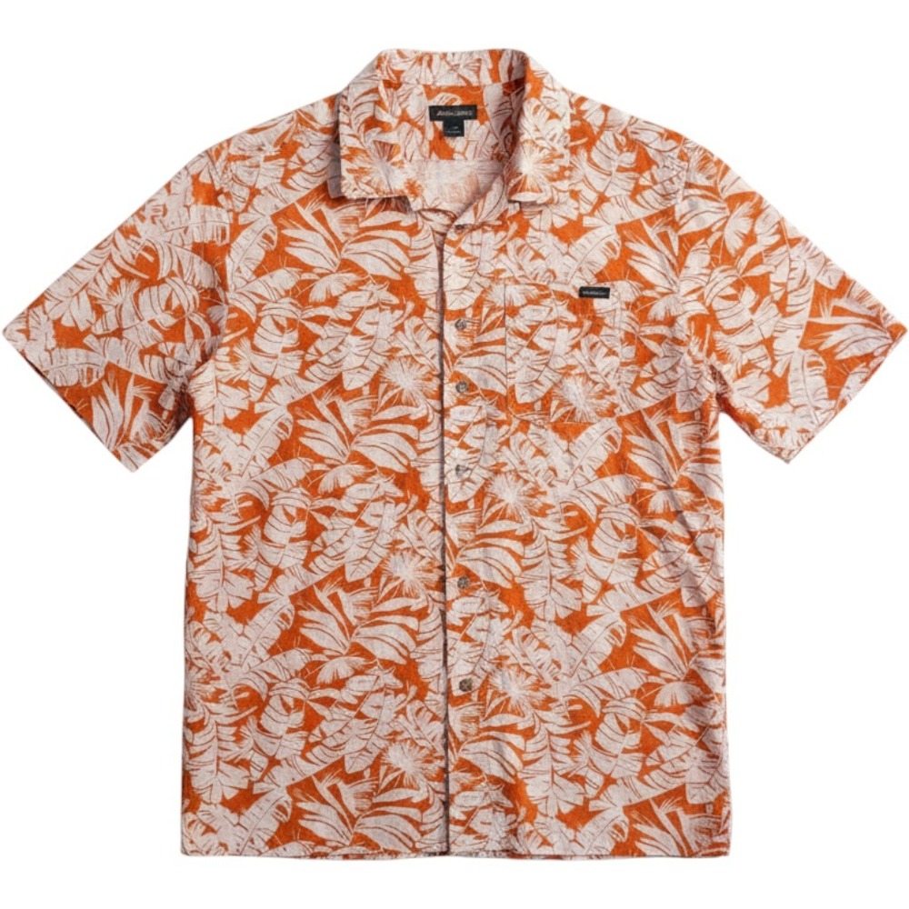 Hawaiian Mens Tall XL Short Sleeve Button Tropical Palm Orange Shirt‎ Resortwear